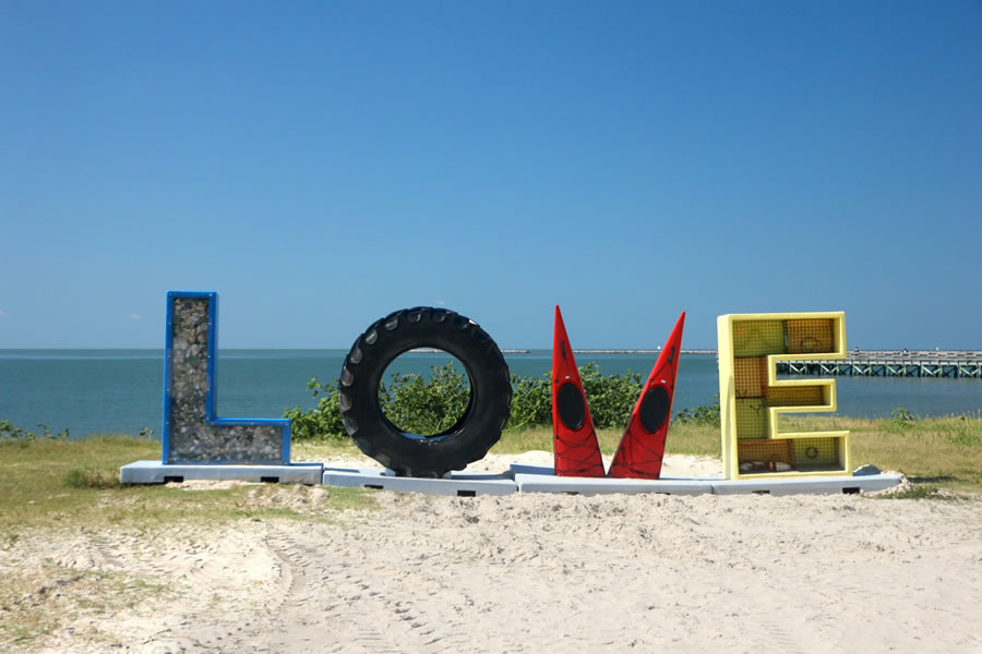 The LOVE sign in Cape Charles, VA at the beachfront The LOVE sign in Cape Charles, VA at the beachfront