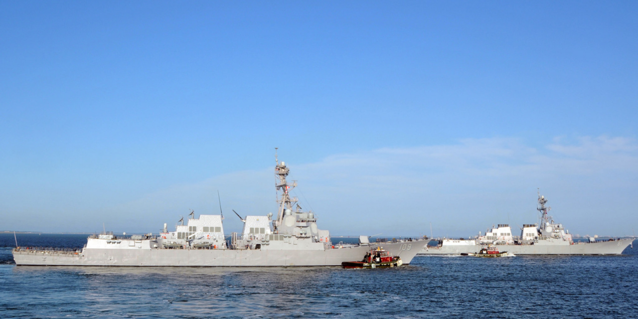 Norfolk naval ships at sea